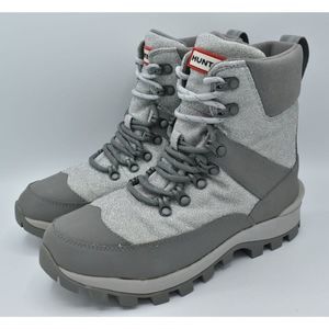 Hunter Womens Size 7 Glitter Silver Grey Insulated Commando Winter Boots Shoes